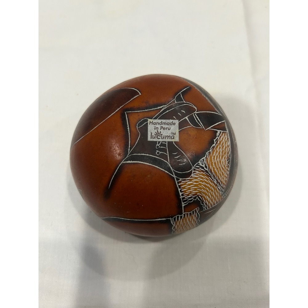 Lucuma Santa Claus Handcarved Gourd Trinket Box Folk Art Christmas Decor Small - Picture 3 of 7